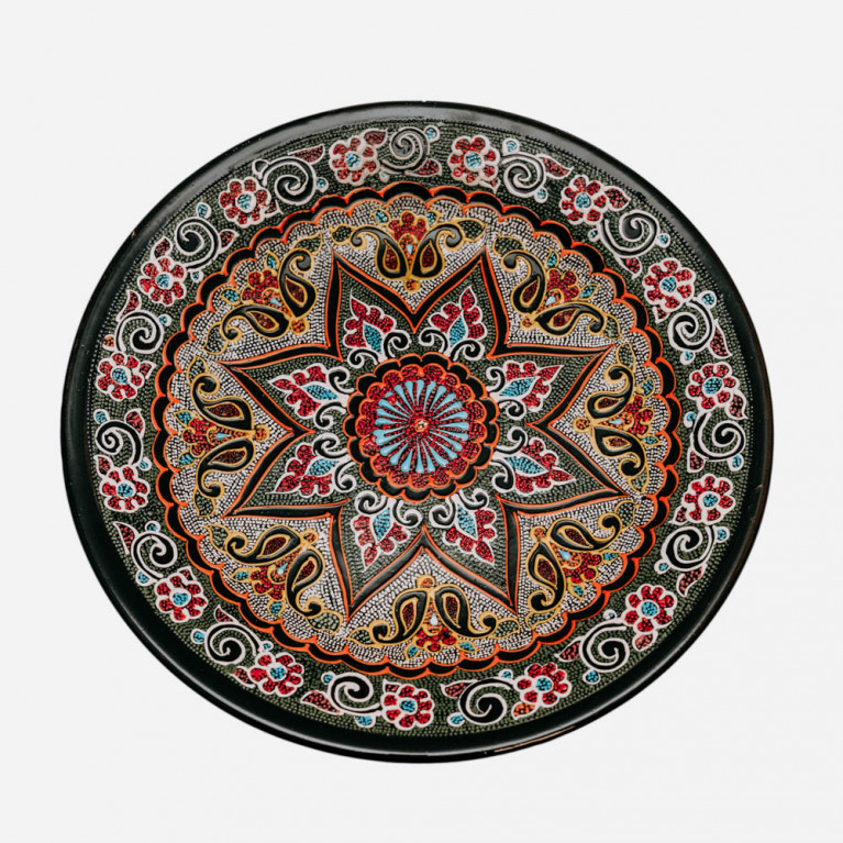 Unique handmade decorative plate from Uzbekistan, 38 cm, drip technique